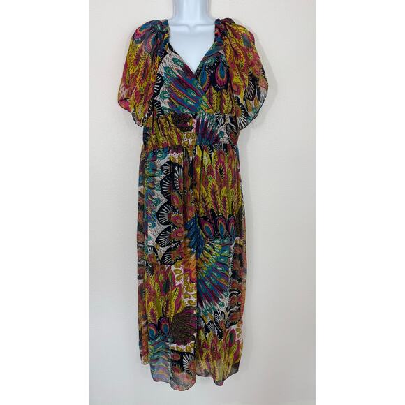 Magic XL Multicolor Boho Peacock Print Maxi Dress - Picture 1 of 7